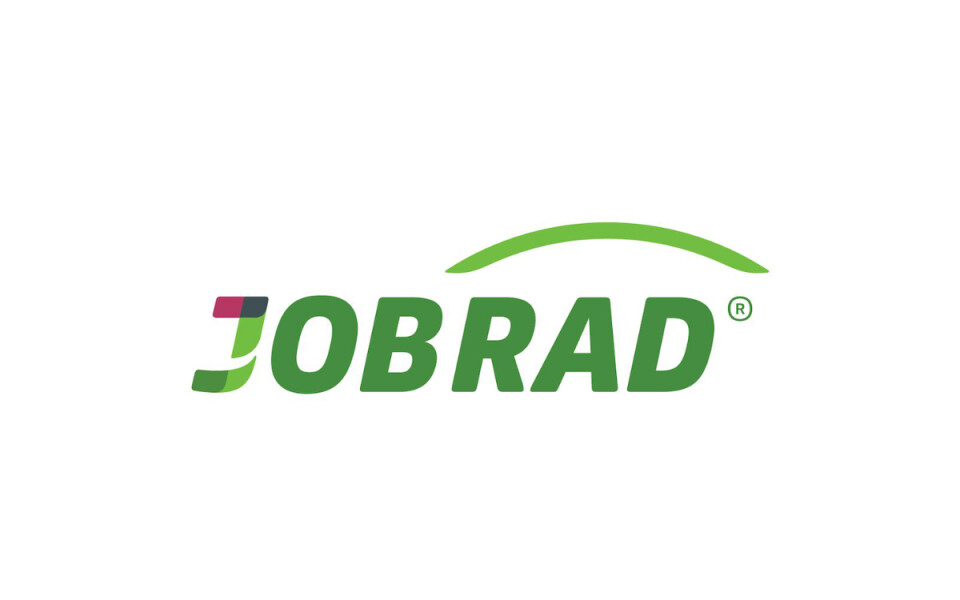 JobRad-Logo: Grüner und magentafarbener Text mit einer geschwungenen grünen Linie über dem "RAD"-Teil.